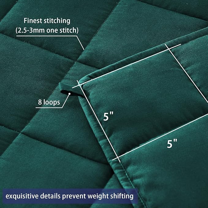 King Size Weighted Blanket for Adults (25 lbs, 80β x 87β, Dark Green) Cooling Heavy Blanket for Sleeping Perfect for 240-260 lbs, Breathable Blanket for Adults & Couple All Season, Machine Washable
