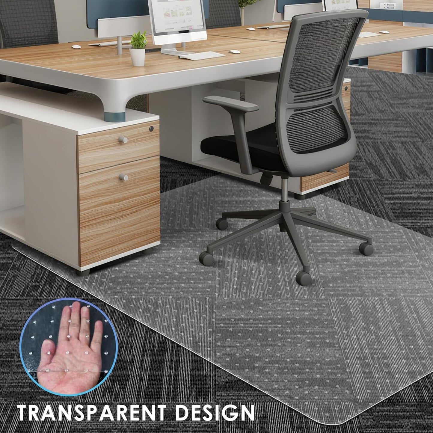 Vicwe Large Office Chair Mat for Carpeted Floors,60"X48" Rectangle Desk Chair Mats with Studs for Low and No Pile Carpeted Floors, Easy Glide Computer Desk Chair Mat for Home & Offices