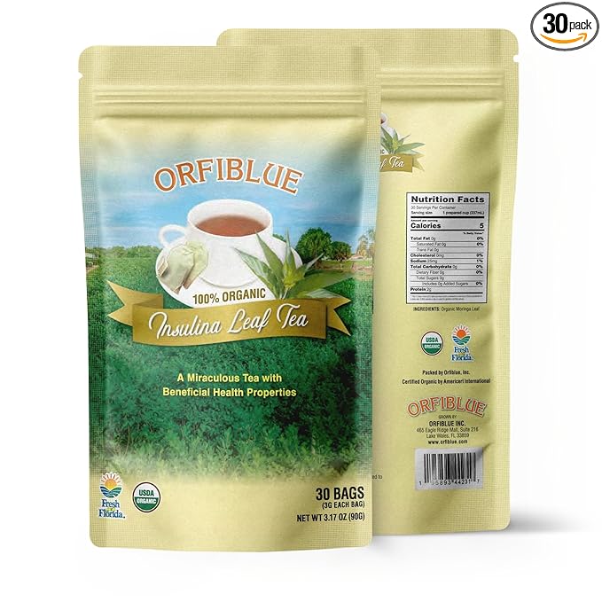 100% Organic Insulina Leaf Tea bags | Organic Herbal Teas | Premium Quality & Flavorful Blends - 0 Sugars, 0 Carbs, 0 Fats, 1% Sodium (25mg) | Rich in Vitamins - Detox, Immunity, Wellness & More