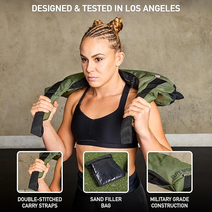 Elite Sports Bulgarian Canvas Bag, Fitness Canvas MMA Gym Cross Workout Training Sandbag 17, 25, 33, 45 lbs (UNFILLED)