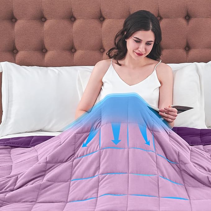 King Size Weighted Blanket for Adults (30 lbs, 80β x 87β, Purple) Cooling Heavy Blanket for Sleeping Perfect for 290-310 lbs, Breathable Blanket for Adults & Couple All Season, Machine Washable