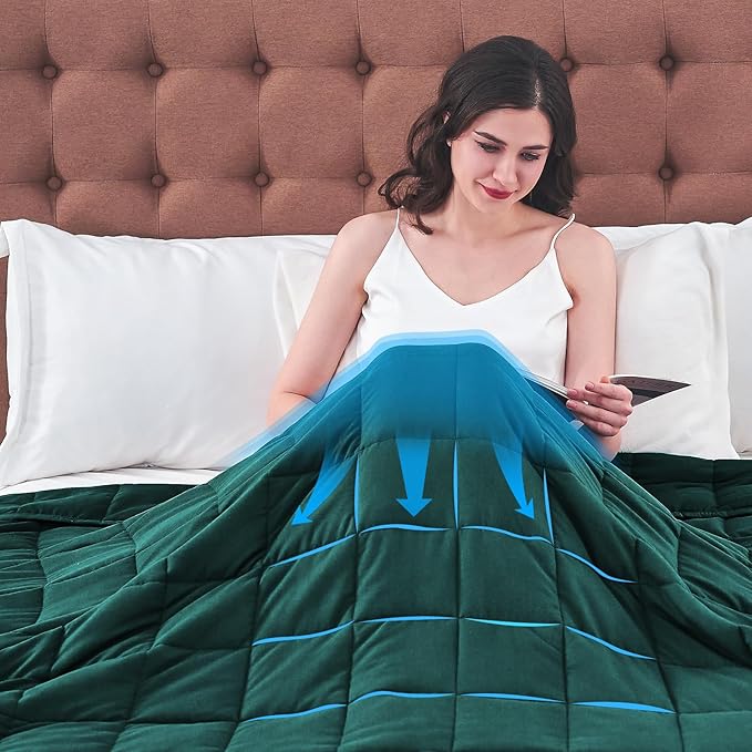 King Size Weighted Blanket for Adults (30 lbs, 80β x 87β, Dark Green) Cooling Heavy Blanket for Sleeping Perfect for 290-310 lbs, Breathable Blanket for Adults & Couple All Season, Machine Washable