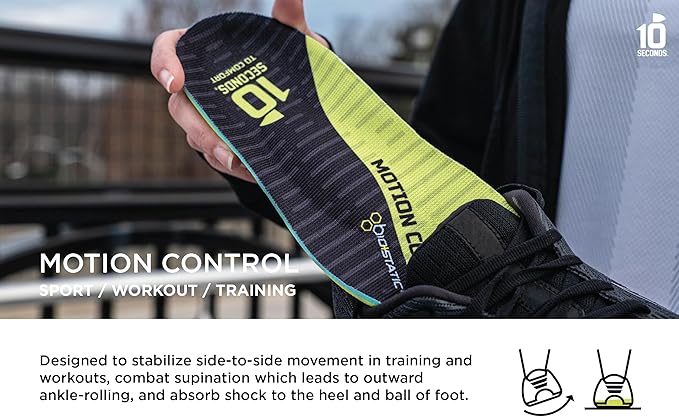 10 Seconds 3210 Motion Control Insoles, M 9, W 11 (2 Pack)