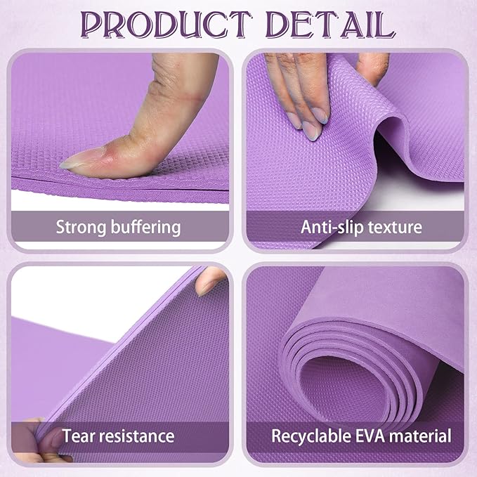 10 Pack Yoga Mats Bulk, 68'' x 24'' x 4mm Thick Yoga Mats for Kids and Adult Gym Mats Bundle Latex Free Exercise Mats with Non Slip Texture for Outdoor Yoga, Pilates or Workout