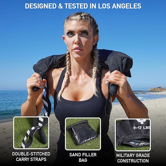 Elite Sports Bulgarian Canvas Bag, Fitness Canvas MMA Gym Cross Workout Training Sandbag 17, 25, 33, 45 lbs (UNFILLED)