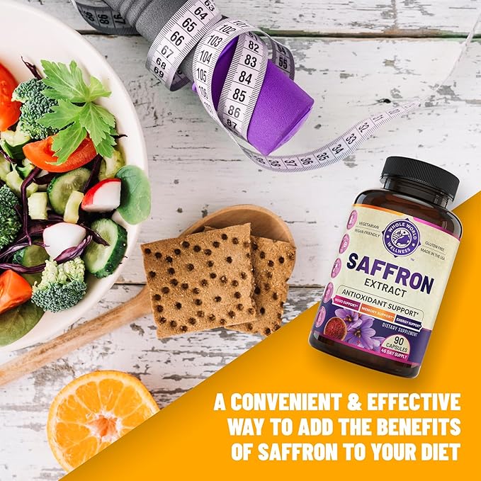 100% Pure Saffron Extract - Supports Weight and Appetite Health, Mood, Focus, Memory, Digestion, Eye, Skin and Brain Health. NSF Certified Saffron Supplements for Women and Men, 45-Day Supply.