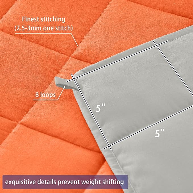 King Size Weighted Blanket for Adults (30 lbs, 80β x 87β, Orang) Cooling Heavy Blanket for Sleeping Perfect for 290-310 lbs, Breathable Blanket for Adults & Couple All Season, Machine Washable