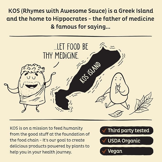 KOS Plant Based Protein Powder, Vanilla USDA Organic - Low Carb Pea Protein Blend, Vegan Superfood Rich in Vitamins & Minerals - Keto, Soy, Dairy Free - Meal Replacement for Women & Men - 10 Servings