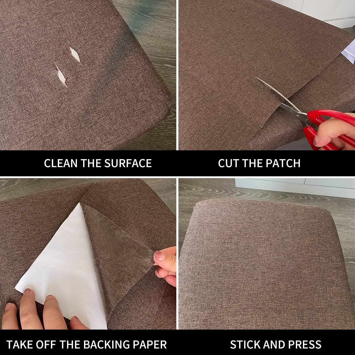 Fabric Repair Patches, 17X79 Inch Linen Repair Tape Self-Adhesive Fabric Patches Durable, DIY Large Linen Tape for Sofa, Couches, Furniture, Chair, Clothing (17X79 Inch, Black)