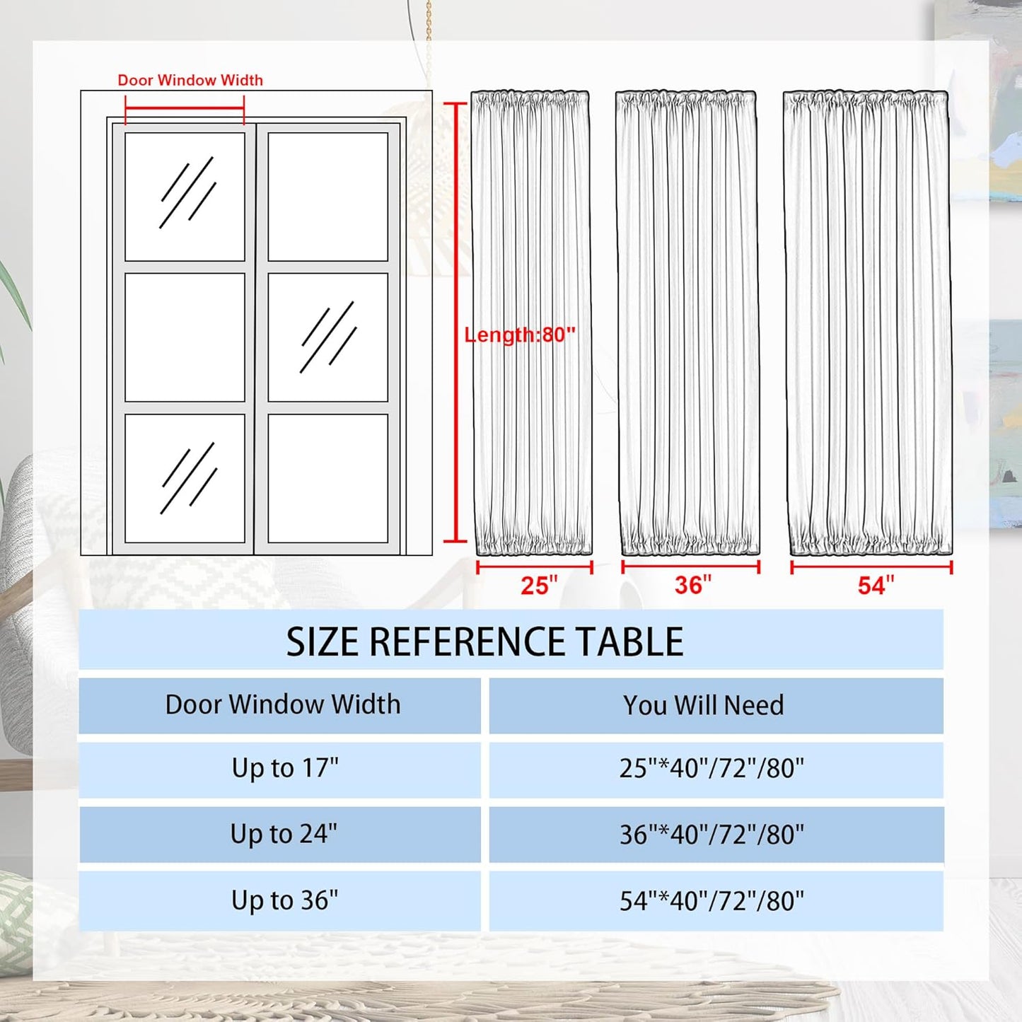 DWCN French Door Curtains – Rod Pocket Thermal Curtain for Doors with Glass Window, Kitchen and Patio Doors for Privacy, 54 X 80 Inches Long, 1 Curtain Panel with Tieback, Greyish White