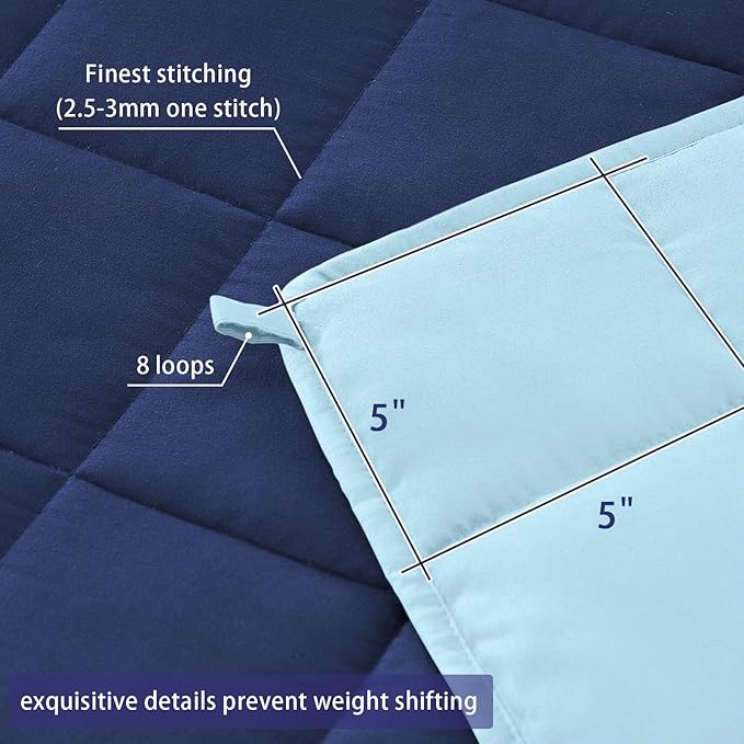 King Size Weighted Blanket for Adults (30 lbs, 80β x 87β, Navy & Blue) Cooling Heavy Blanket for Sleeping Perfect for 290-310 lbs, Breathable Blanket for Adults & Couple All Season, Machine Washable