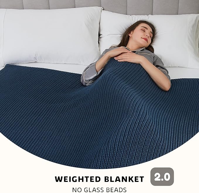L'AGRATY Knitted Weighted Blanket - 48"x72" 20lbs Cooling Chunky Knit Heavy Blanket for Adults Braided Crochet Throw Thick Cable Yarn Knit Decorative No Beads Evenly Weighted Machine Washable