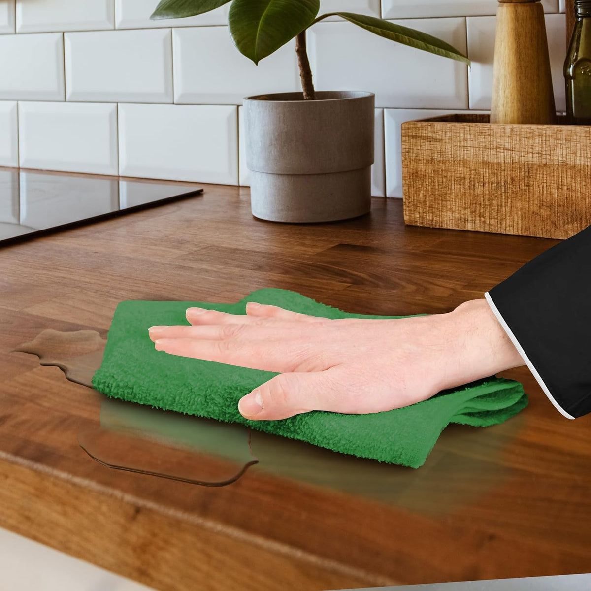 Avalon Towels Terry Bar Mop Towels (Value Pack of 60) Size 14"x17" – Absorbent and Durable, Multipurpose Cleaning Rags, Cotton Cleaning Cloths, Terry Cloth Rags, Reusable Shop Rag (Green)
