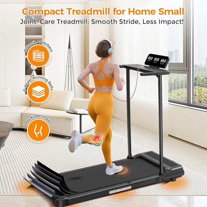 Folding Walking Pad Treadmill with Handle Bar, 3.5HP Compact Portable Foldable Walking Pads Treadmill with Handles, Electric Small Treadmills for Home Office Apartment, LED Display, 400 LBS Capacity