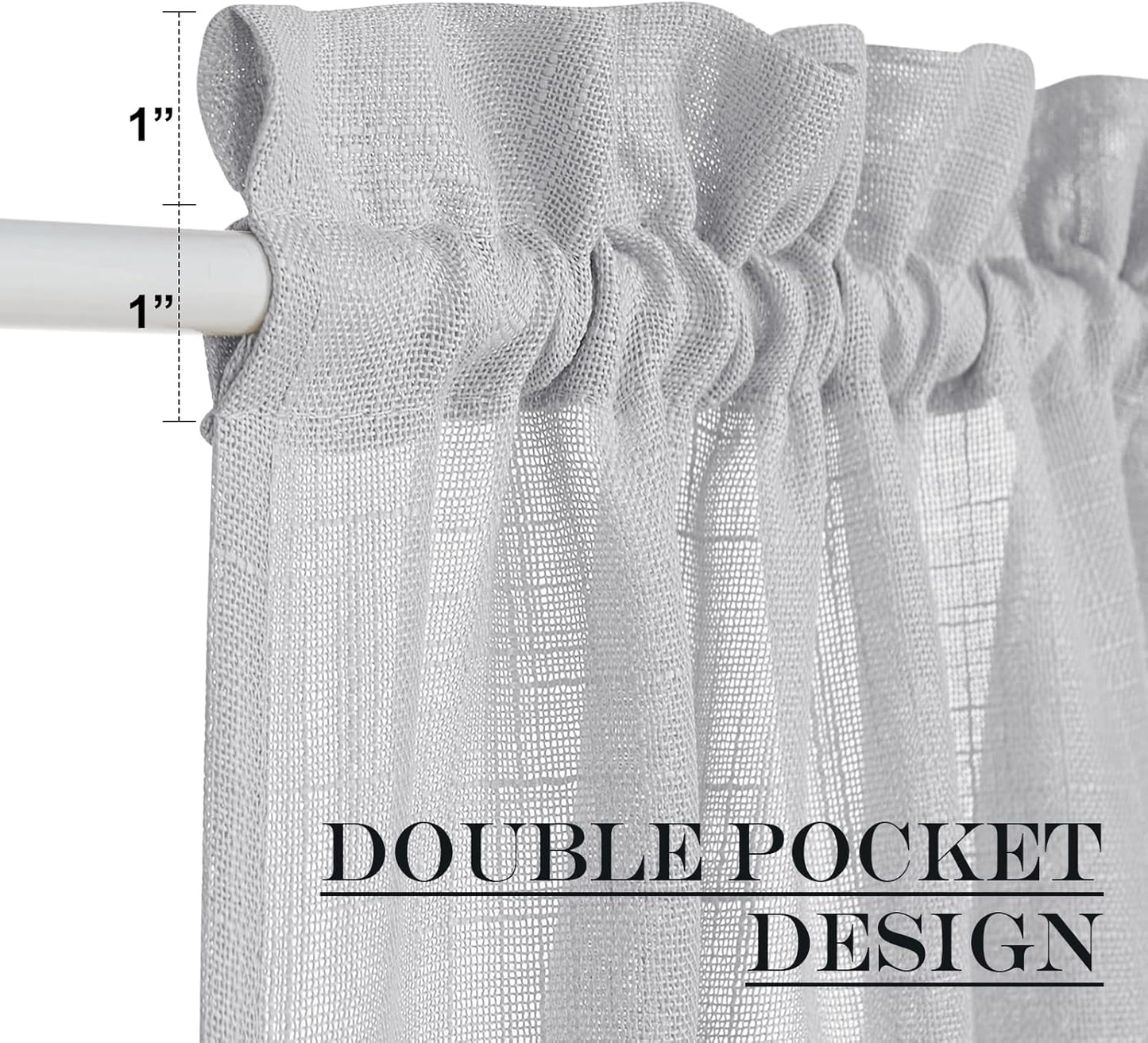 NICETOWN Side Door Curtains for Small Window, Rod Pocket French Window Curtains Light Filtering Sidelight Curtain for Front, 36W X 40L Sheer Door Shade with Tieback, 1 PC, Light Grey