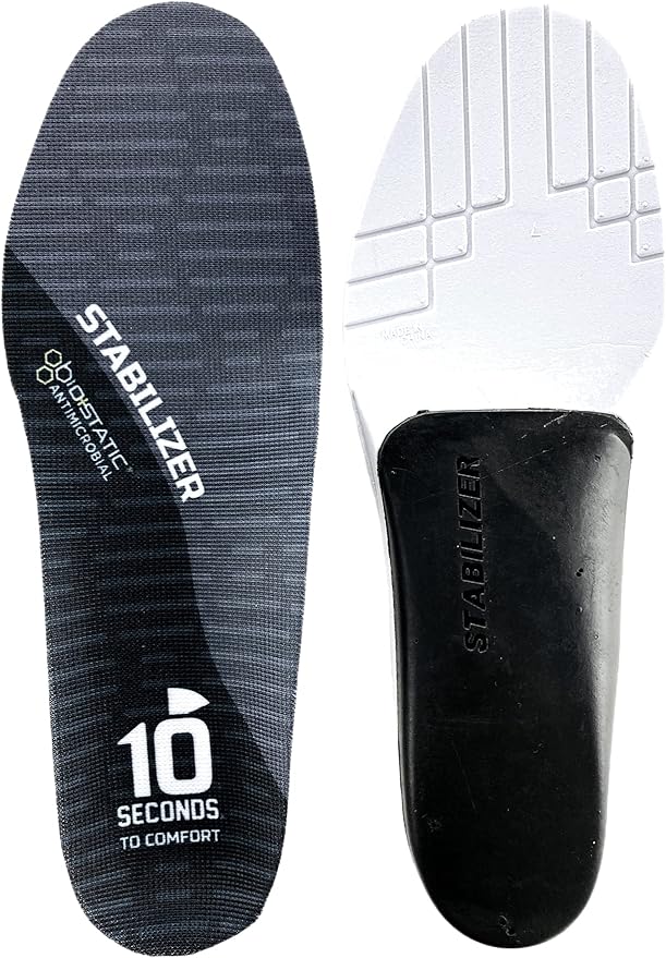 10 Seconds Stabilizer Insole, Medium Corrective Arch, Soft Support, Designed for Instability and Low-Profile Footwear, Deep Heel Cup, Anti Odor and Blister Topper. (M 5/6, W 7.5/8.5)