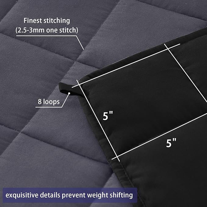 King Size Weighted Blanket for Adults (20 lbs, 80β x 87β, Grey& Black) Cooling Heavy Blanket for Sleeping Perfect for 190-210 lbs, Breathable Blanket for Adults & Couple All Season, Machine Washable