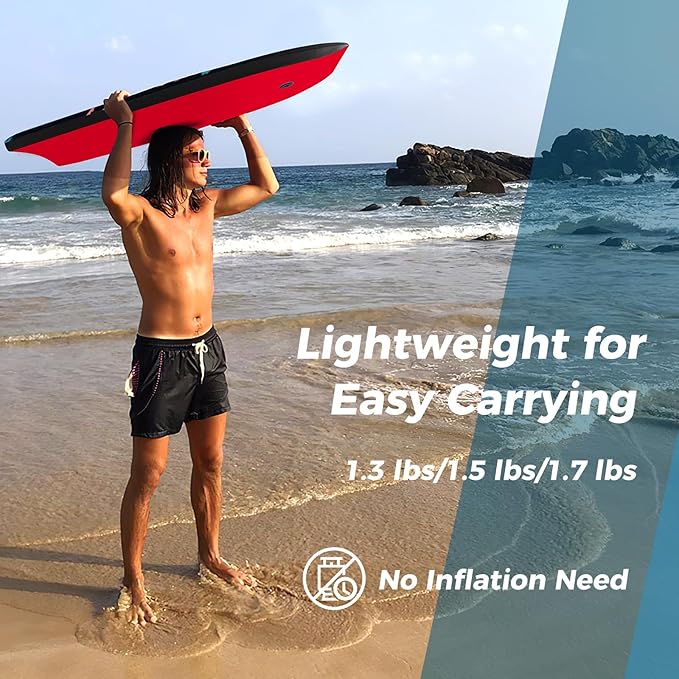 KOTEK 33/37/41 Inch Body Board with Wrist Leash, EPS Core, Dual Channel, HDPE Slick Bottom, Bodyboard for All Skill Levels & Wave Conditions