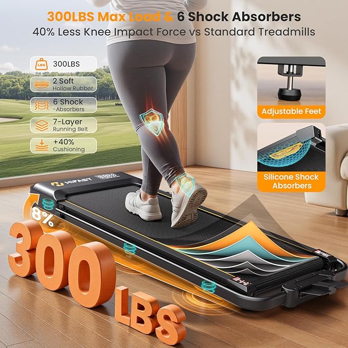 Walking Pad Treadmill, 3 in 1 Foldable Under Desk Treadmills for Home Office, Small Walking Pad with Incline Handle Bar, 300lbs Capacity 2.5HP Portable Running Machine with APP Remote Control