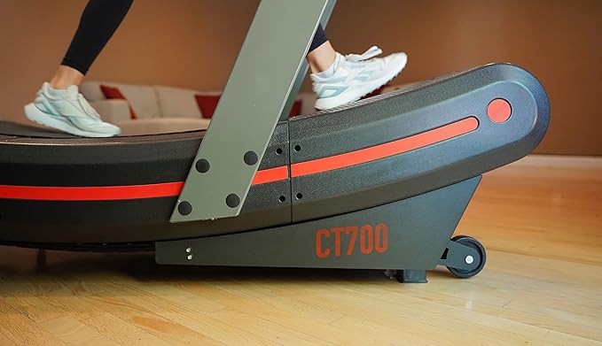 CT700 Self Generated Curved Commercial Exercise Workout Treadmill with 8 Resistance Levels and Front Digital Display