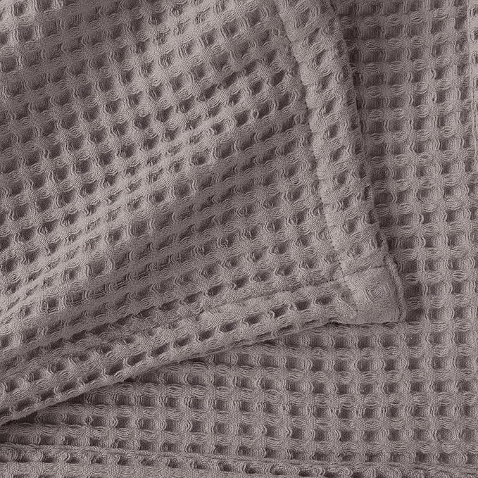 100% Cotton Waffle Weave Bed Blanket | Soft, Breathable, and Lightweight Blanket for All-Season | Perfect for Layering | Brielle Collection (Full/Queen, Charcoal)