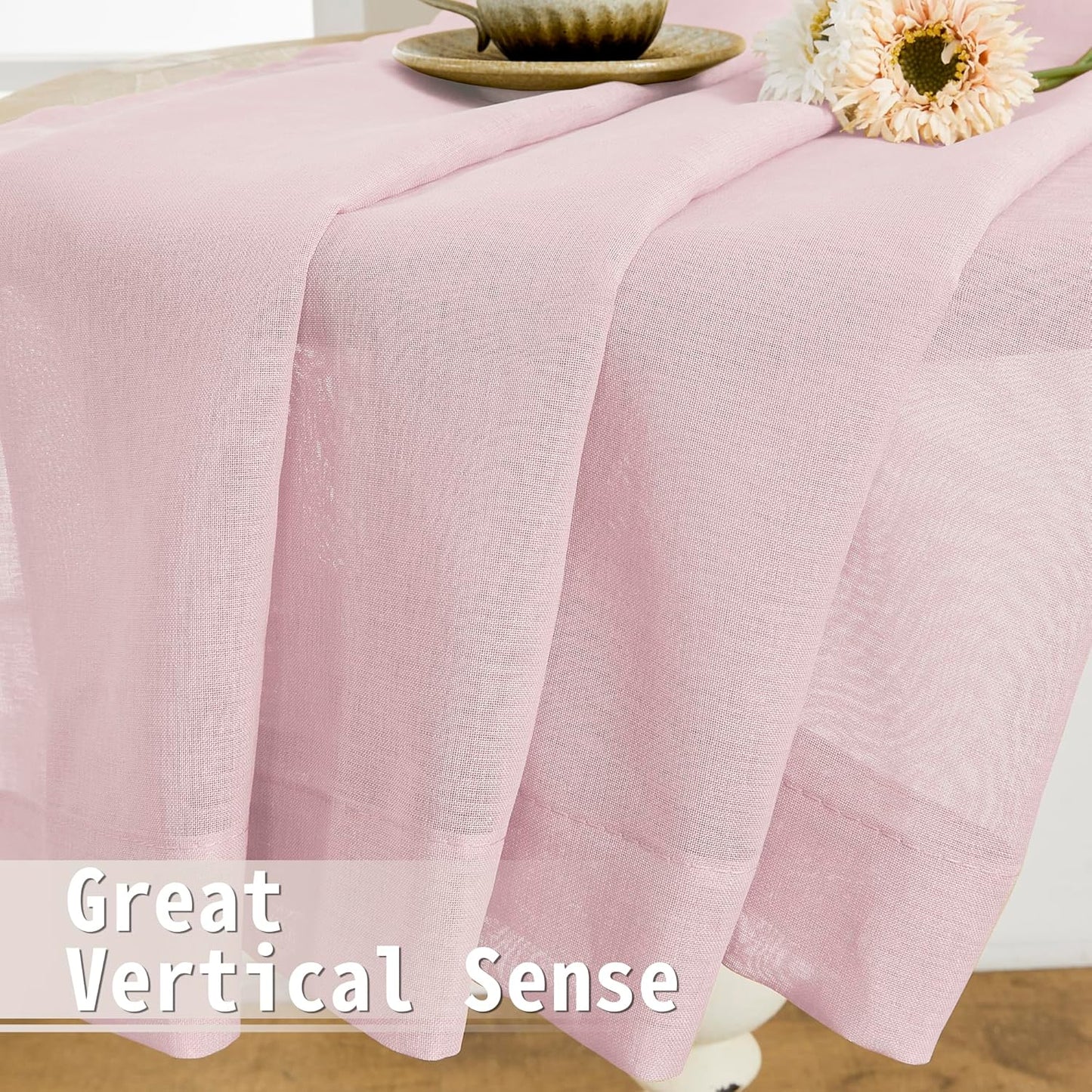Tollpiz Sheer Door Curtains Closet Linen Textured Curtain Sheers Doorway Light Filtering Voile Patio Glass Door Rod Pocket Curtains French Door, 54 x 80 inches Long, Pink, Set of 1 Panel