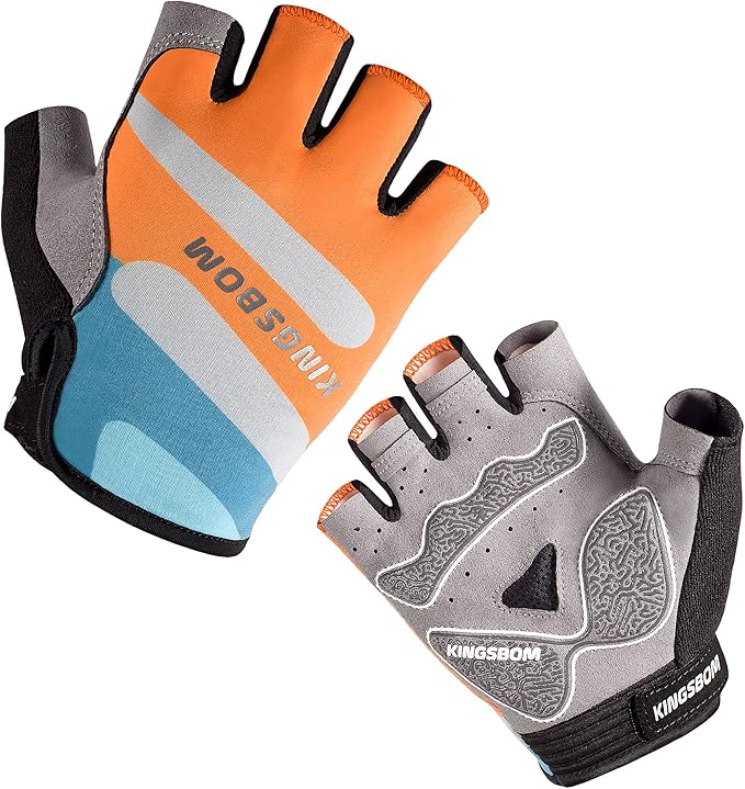 KINGSBOM Breathable Cycling Gloves, Shock-Absorbing Bike Gloves with Light Silicone Gel Pad, Anti-Slip Bicycle Gloves for Men and Women