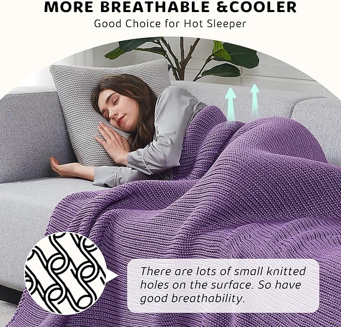 L'AGRATY Knitted Weighted Blanket - 48"x72" 12lbs Cooling Chunky Knit Heavy Blanket for Adults Braided Crochet Throw Thick Cable Yarn Knit Decorative No Beads Evenly Weighted Machine Washable