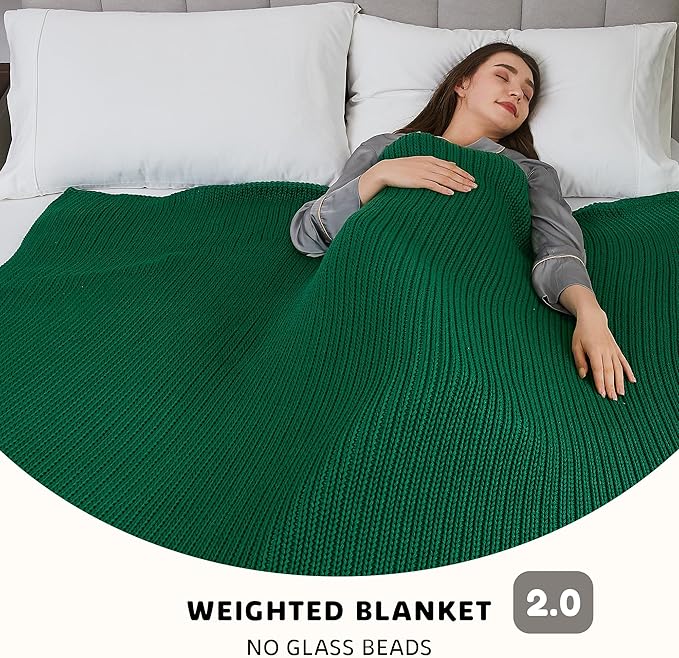 L'AGRATY Knitted Weighted Blanket - 48"x72" 12lbs Cooling Chunky Knit Heavy Blanket for Adults Braided Crochet Throw Thick Cable Yarn Knit Decorative No Beads Evenly Weighted Machine Washable