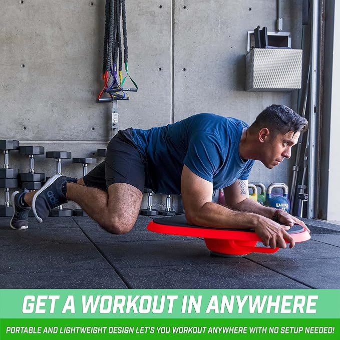 GoSports Fitness Plank Board with Smart Phone Holder - Blue or Red - Core Hub for Full Body Workouts