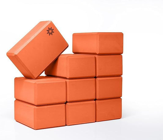 Sunshine Yoga 4" Yoga Block, 10 Pack Bulk EVA Foam Yoga Blocks, Firm and Supportive Yoga Brick, Balance Foam for Stretching, Pilates, and Workout, 4" x 6" x 9"