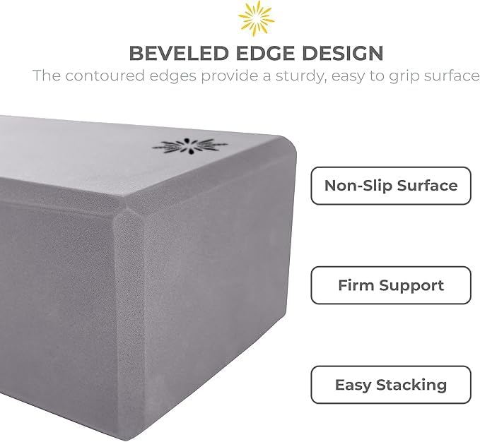 Sunshine Yoga 4" Yoga Block, 10 Pack Bulk EVA Foam Yoga Blocks, Firm and Supportive Yoga Brick, Balance Foam for Stretching, Pilates, and Workout, 4" x 6" x 9"