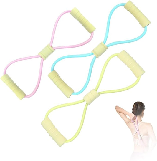 Figure 8 Fitness Resistance Bands with Handles, Yoga Resistance Band Stretch Fitness Band, Chest Expander, for Arm and Shoulder Stretch, Rope 8 Word Elastic for Women and Men（3 Pack）