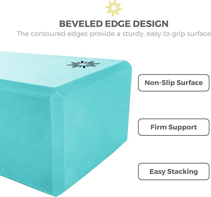 Sunshine Yoga 4" Yoga Block, 10 Pack Bulk EVA Foam Yoga Blocks, Firm and Supportive Yoga Brick, Balance Foam for Stretching, Pilates, and Workout, 4" x 6" x 9"