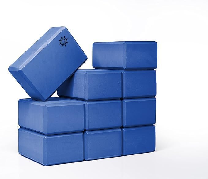 Sunshine Yoga 4" Yoga Block, 10 Pack Bulk EVA Foam Yoga Blocks, Firm and Supportive Yoga Brick, Balance Foam for Stretching, Pilates, and Workout, 4" x 6" x 9"