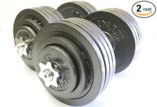 TELK – Adjustable Dumbbell Set – Home Gym Weight Set with Baked Enamel Cast Iron Plates – Space-Saving Free Weights for Strength Training