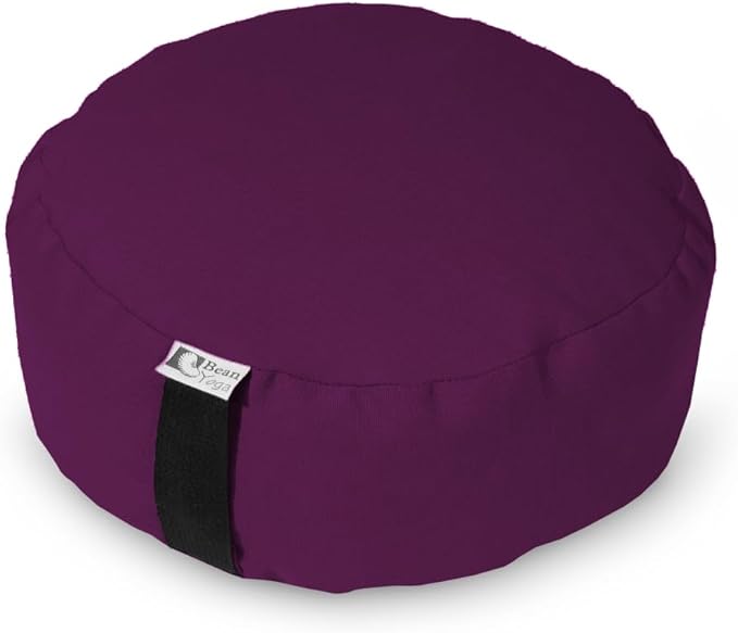 BEAN PRODUCTS Zafu Meditation Pillows for Sitting on Floor, Yoga Cushion, Cotton/Buckwheat fill Yoga Pillow, Zafu Meditation Cushion, Zen Kneeling Prayer Pad- MADE IN USA - 14" ROUND - BURGUNDY