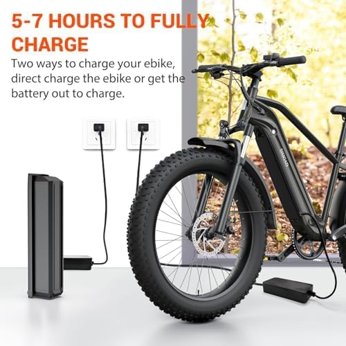 SISIGAD Electric Bike for Adults, 1500w | 50Miles | 32Mph Electric Mountain Bike - 48V 15Ah Removable Built-in Battery, 26" Fat Tire Dirt Ebike - 7Speed Shock Absorber E-MTB UL2849 Tested for Commute