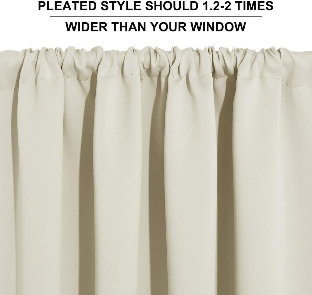 RYB HOME Small Curtains for Door Windows - Blackout Thermal Insulating Drapes for Home Theatre Bathroom Basement Cafe RV Camper Windows Blinds, Wide 34 x Long 30, Beige, 1 Pair