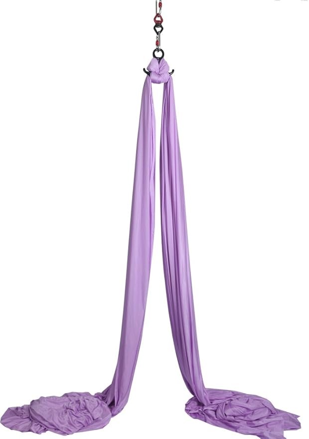 DASKING Aerial Silks Starter Kit - Durable 11Yards of Aerial Yoga Hammock with Hardware, Aerial Swing for Acrobatic Flying Yoga & All Levels (Aerial Rigging Point Up to 14ft)