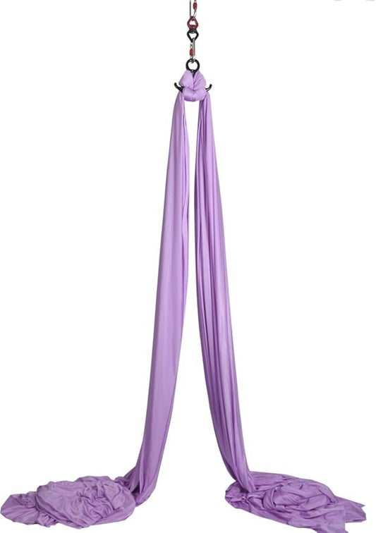 DASKING Aerial Silks Starter Kit - Durable 11Yards of Aerial Yoga Hammock with Hardware, Aerial Swing for Acrobatic Flying Yoga & All Levels (Aerial Rigging Point Up to 14ft)