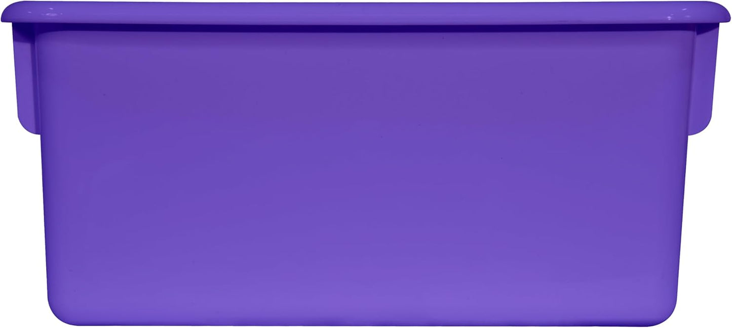 Wood Designs Cubby Storage Bin, Heavy Duty Plastic Containers for Kids Purple Cubby Tray Set of 12