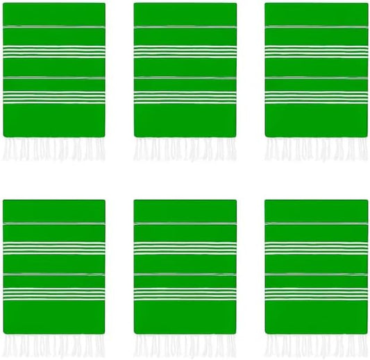 HAVLULAND Turkish Beach Towels, 100% Cotton, Quick-Dry & Sand-Free, Lightweight, Absorbent Bath Towel, Oversized 72"x40" Travel Blanket, Pool & Vacation Stuff Turkish Towels for Adults (Green, 6 Pack)