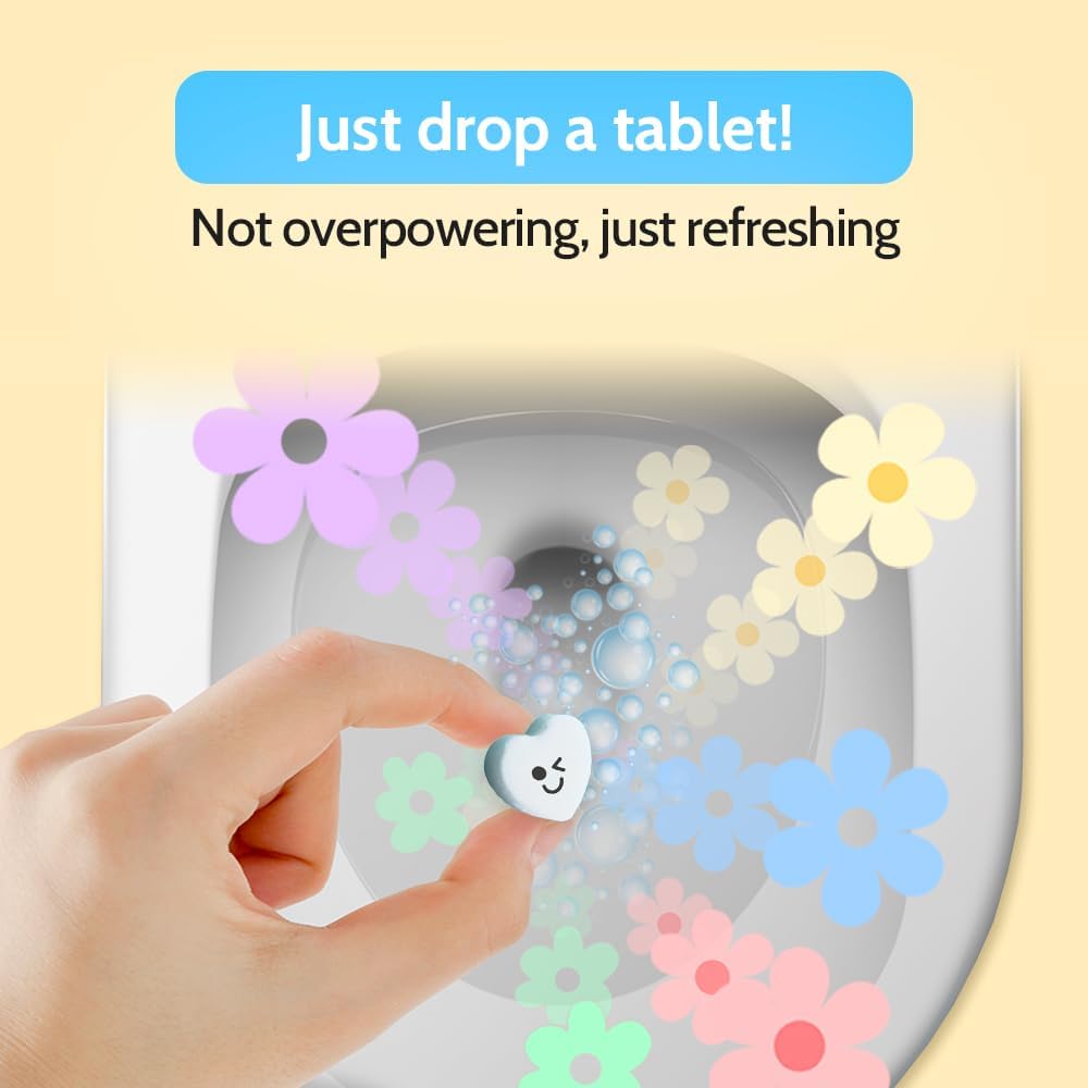 Effervescent Bathroom Air Freshener - Fresh Minty Lemon - Toilet Deodorizer, Bathroom Odor Eliminator, Toilet Freshener, Flushable Air Freshener Toilet Tablets, 90 Count (Pack of 3)