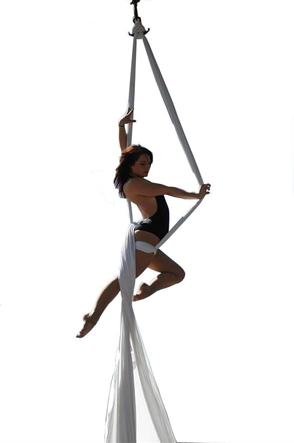 DASKING Aerial Silks Starter Kit - Durable 11Yards of Aerial Yoga Hammock with Hardware, Aerial Swing for Acrobatic Flying Yoga & All Levels (Aerial Rigging Point Up to 14ft)