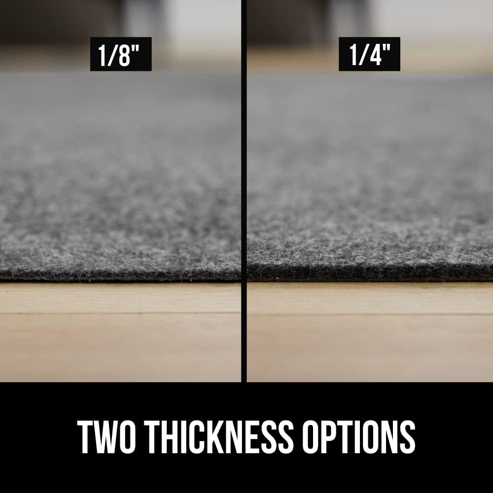 GORILLA GRIP Felt and Natural Rubber Stay in Place Slip Resistant Rug Pad, 1/8in Thick, 4x6 FT Protective Padding Under Area Rugs, Cushioned Gripper Pads, Carpet Runners, Hardwood Floors Protection