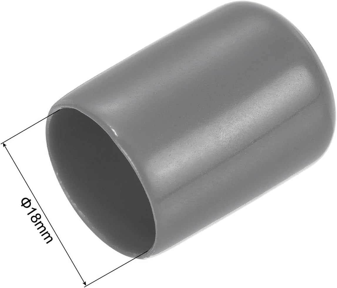 uxcell 20pcs Rubber End Caps 18mm ID Vinyl PVC Round Tube Bolt Cap Cover Screw Thread Protectors Dark Grey