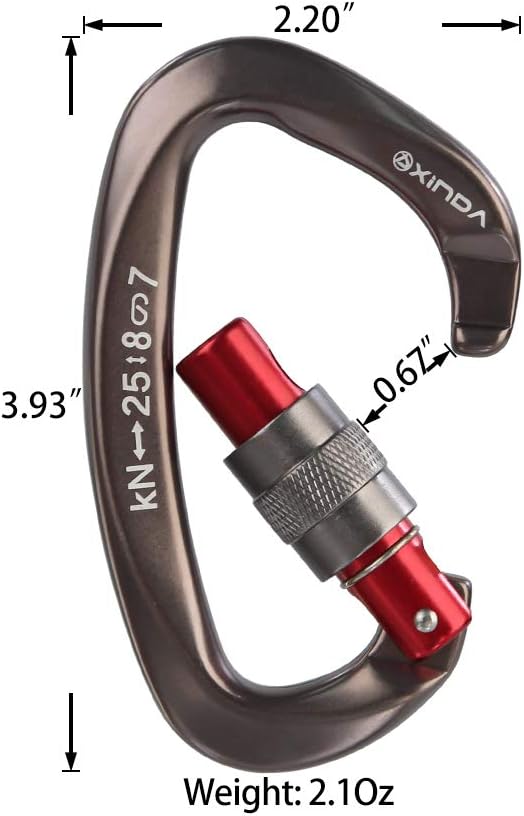 Screwgate Locking Carabiner Clip - Professional Rock Climbing Carabiner Screw Lock,Heavy Duty Carabiners for Climbing,Mountaineer,Hammock,Camping,Outdoor Equipment