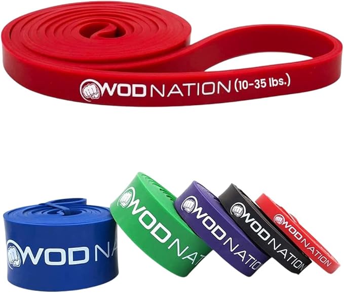 WOD Nation Pull Up Assistance Bands (10-175lbs Band) - Best for Pullup Assist, Chin Ups, Resistance Bands Exercise, Stretch, Mobility Work & Serious Fitness - 41 inch Straps