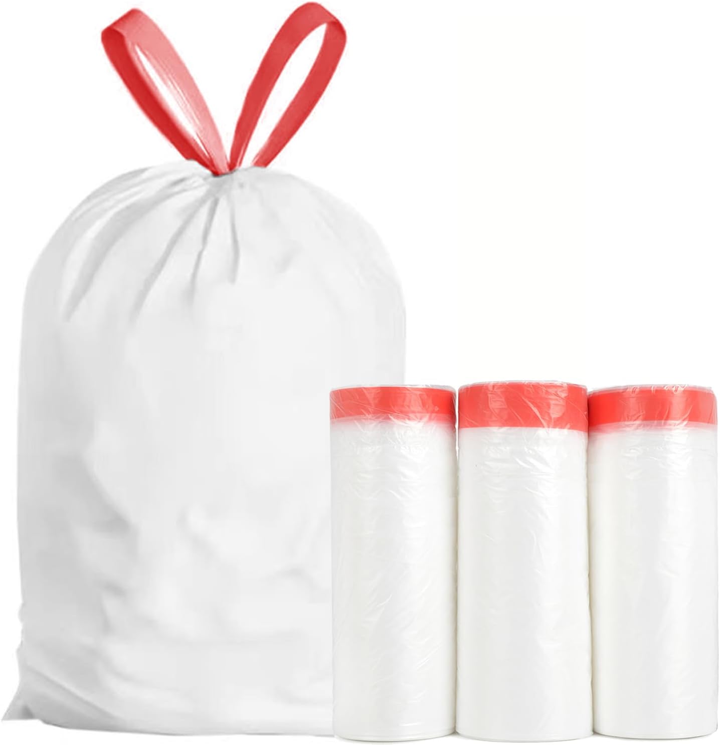 Ultra Thick Heavy Duty Plastic 16-18 Gallon Drawstring Trash Bags White Leak Proof Large Garbage Bags for Tall Kitchen Home Office Outdoor (18 Gallon Drawstring Trash Bags)
